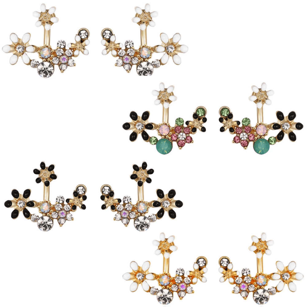 Crystal Garden Flowered Stud Earrings & Jacket In Four Colors