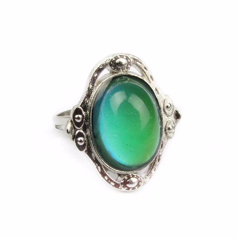 Vintage Cabochon Color Changing Adjustable Mood Ring for Women or Teen