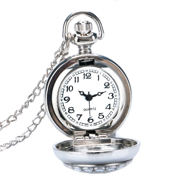 Black Pearl Flower Vintage Style Mini Pocket Watch Necklace for Women