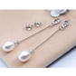 Pure White Freshwater Pearl Sterling Silver Bar Drop Earrings