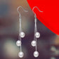 White Triple Genuine Freshwater Pearl Sterling Silver Tassel Earrings for Women