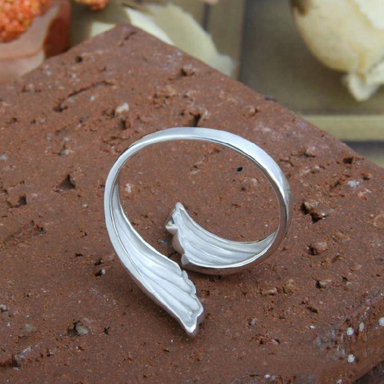 Silvery Wings Adjustable Wrap Ring
