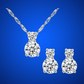 Wish Upon A Star 14K White Gold Plated Round Cut Cz Necklace and Earrings Set for Women Special Occasions