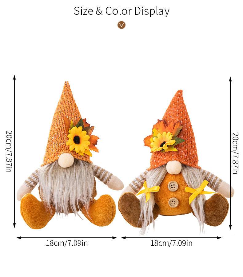 Thanksgiving Harvest Floral Striped Knit Gnome Ornament