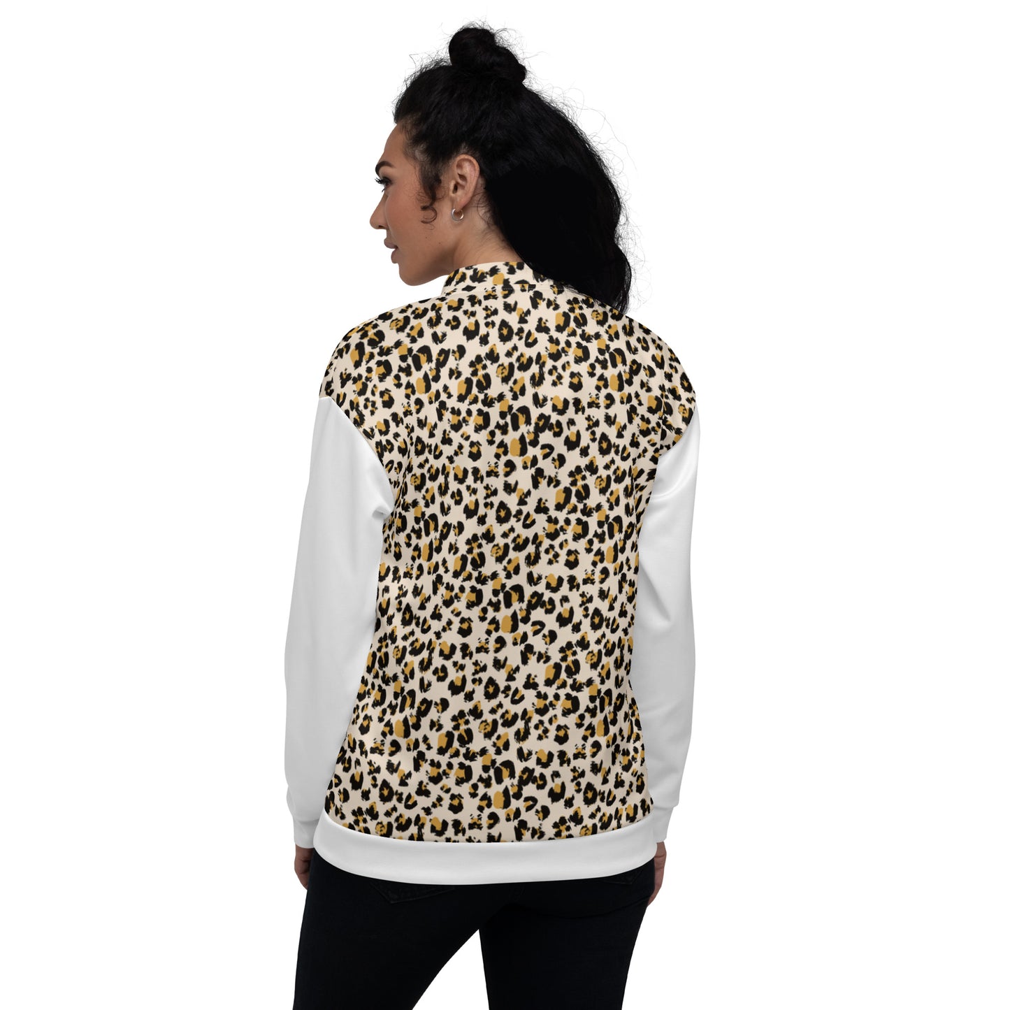 Women Bomber Jacket With Pockets Zipper Premium Quality Leopard Design by IOBI Original Apparel