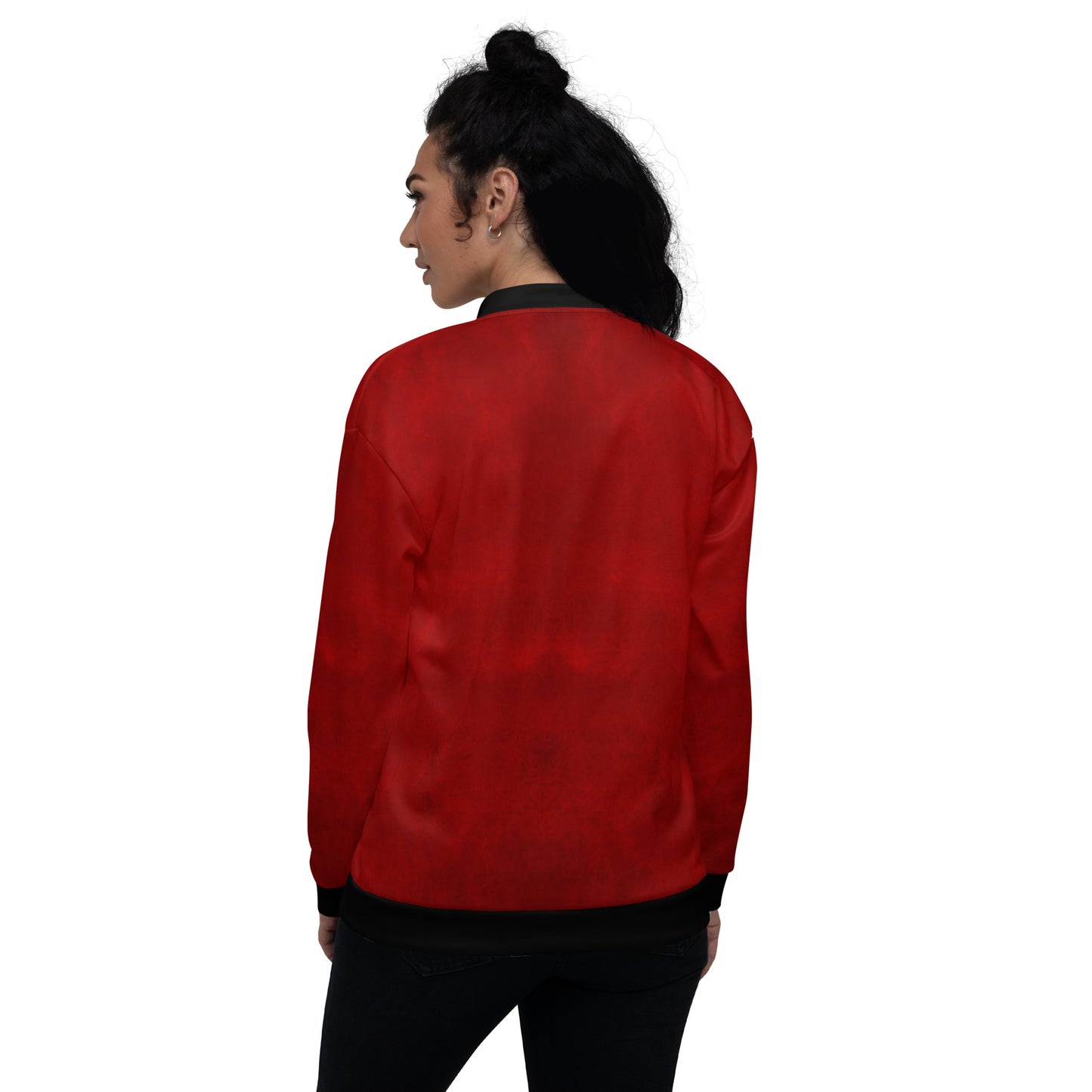 Women Bomber Jacket With Pockets Zipper Premium Quality Red Velvet Design by IOBI Original Apparel