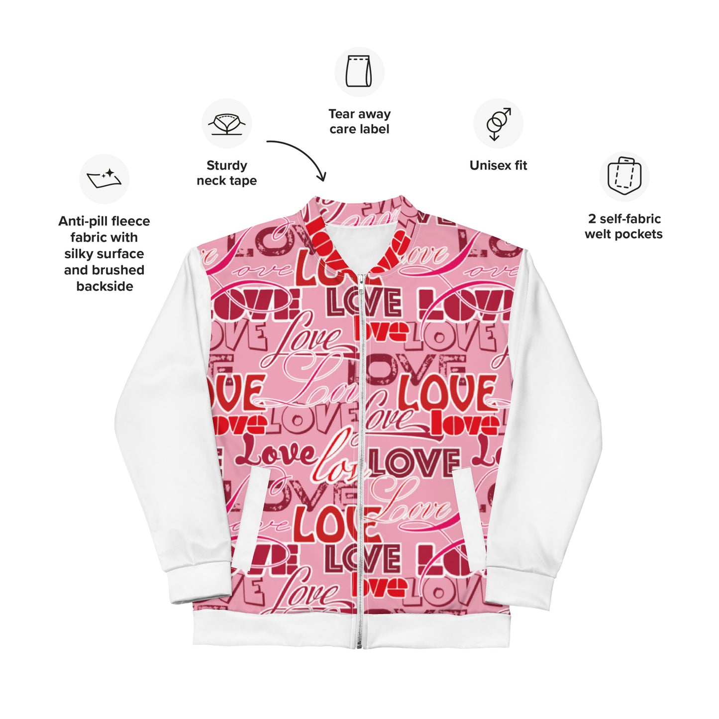 Women Bomber Jacket With Pockets Zipper Premium Quality Fashion Love Design by IOBI Original Apparel