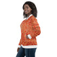 Women Bomber Jacket With Pockets Zipper Premium Quality Warm Paisley Design by IOBI Original Apparel