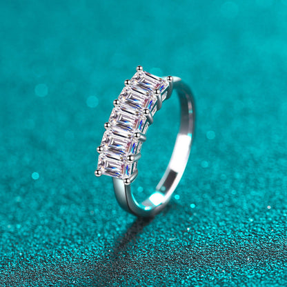 925 Sterling Silver Rectangular Moissanite Ring