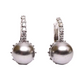 14K Gold Plated Black Pearl Bead Solitaire Cz Hoops Earrings For Woman