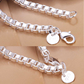 Box Chain 4Mm Link Silver Bracelet for Woman