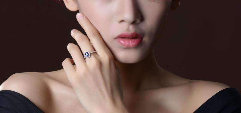 Cécile En Bleu 1.25CT Oval Petite Pavé Halo IOBI Simulated Diamond Ring