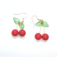 Dangling Red Cherry Earrings