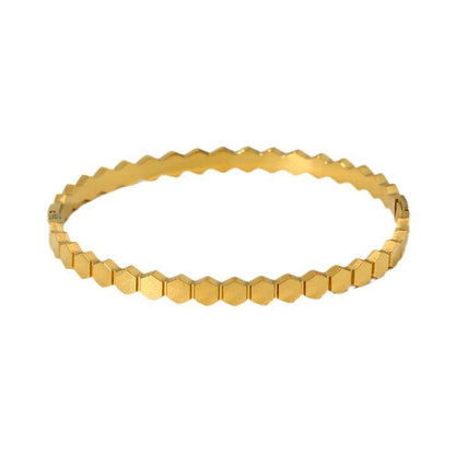 Hexagon-Shaped 18K Gold Plated Bangle (With Box)