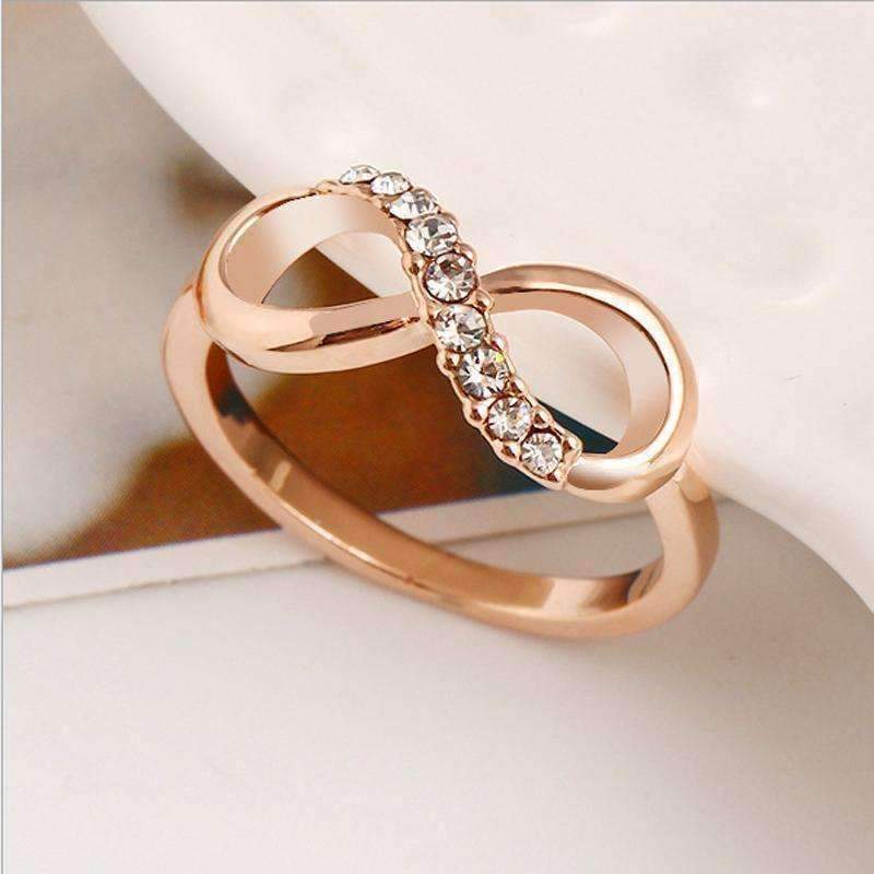 Endless Pink Pavé CZ Rose Gold Infinity Symbol Ring
