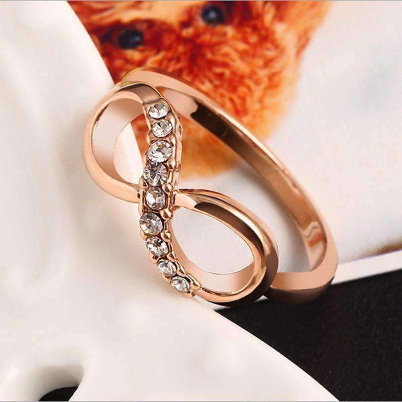 Endless Light Pavé CZ 14K Rose Gold Infinity Symbol Ring for Women