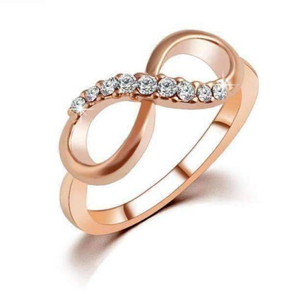 Endless Light Pavé CZ 14K Rose Gold Infinity Symbol Ring for Women