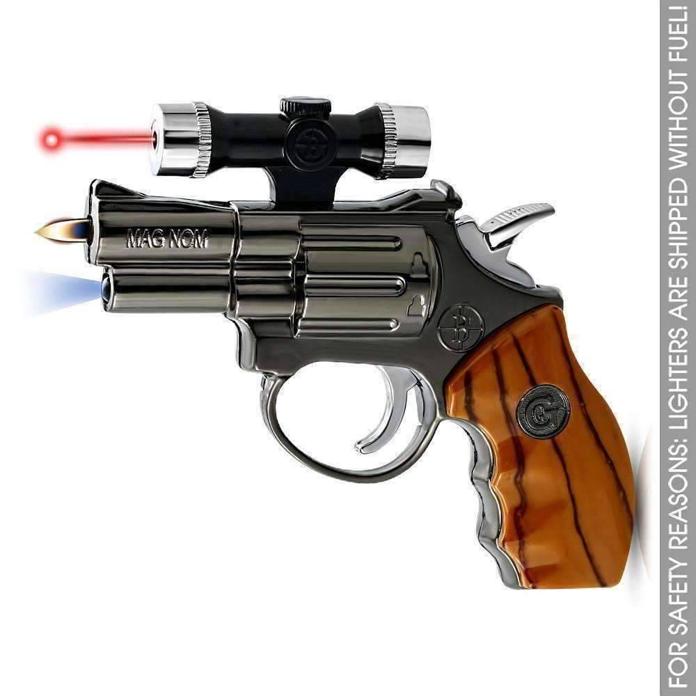 Feshionn IOBI accessories Revolver Multi-Purpose Mini Hand Gun Shaped Laser Pointer & Windproof Butane Lighter