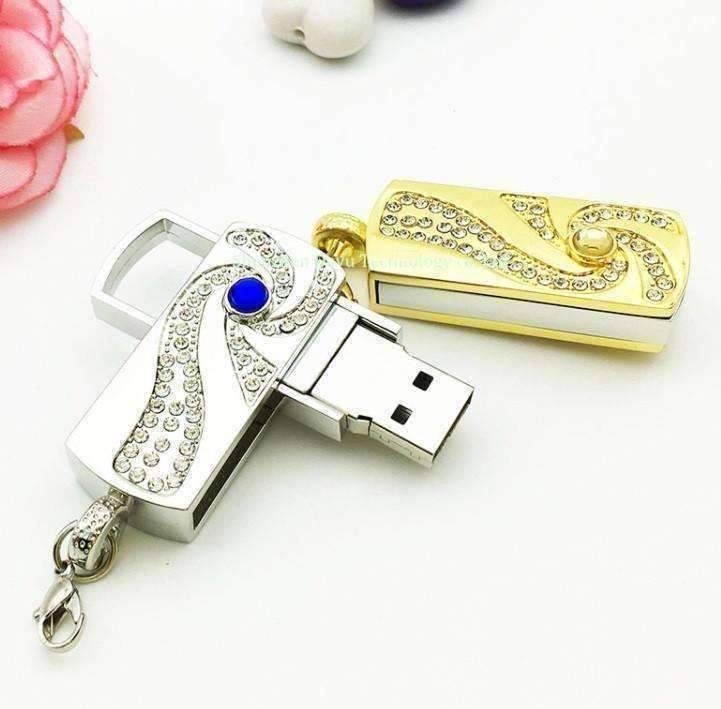Feshionn IOBI accessories Silver 8G Swirling Crystal Encrusted USB Flash Drive Memory Stick
