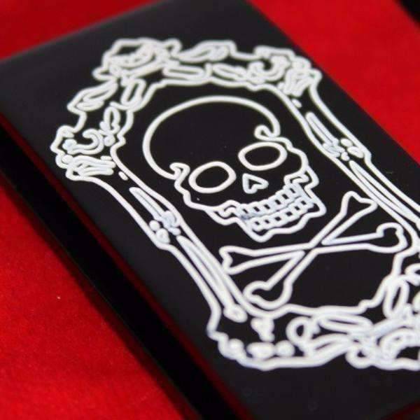 Feshionn IOBI accessories Skull & Cross Bones Etched Black Stainless Steel Money Clip