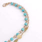Feshionn IOBI Anklets Double Chain Turquoise Bead and Gold Coin Ankle Bracelet