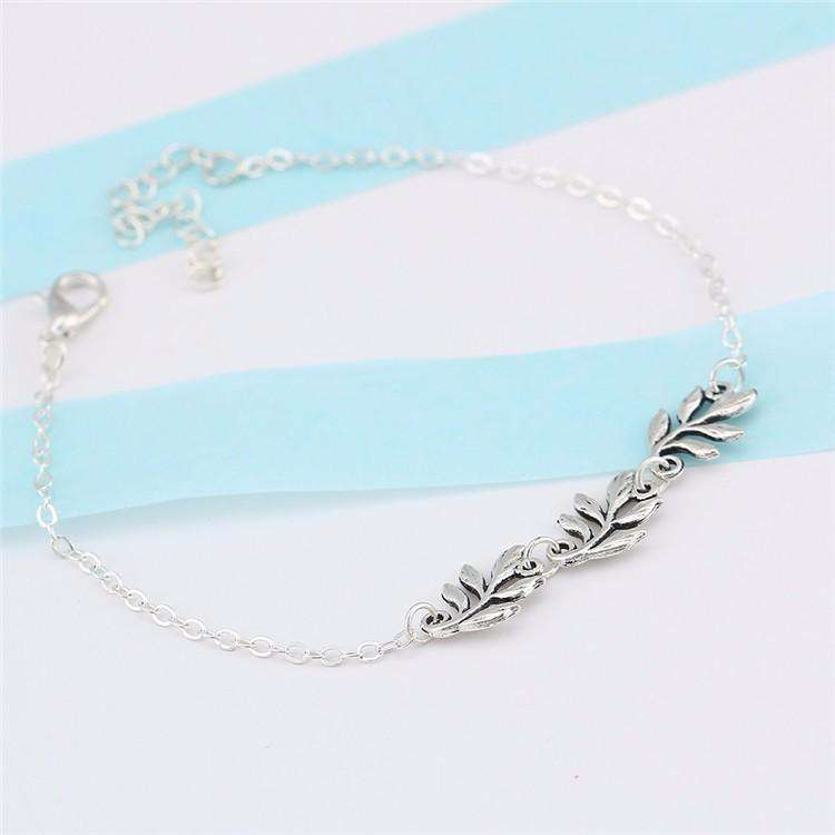 Feshionn IOBI Anklets Silver Tone Falling Leaves Delicate Ankle Bracelet in Silver or Gold