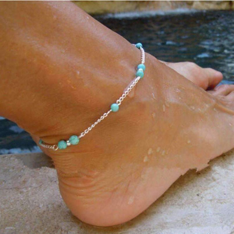 Feshionn IOBI Anklets Turquoise Turquoise Bead Anklet