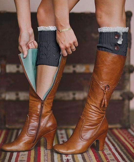 Feshionn IOBI Apparel dark grey Lacey Leg Warmer Boot Knit Socks