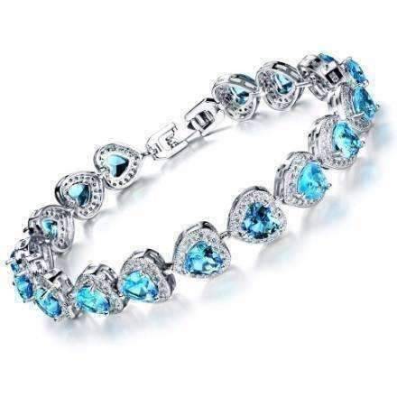 Feshionn IOBI bracelets 17 / Dreamy Blue ON SALE - Love Game CZ Heart Tennis Bracelet