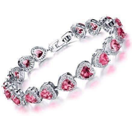 Feshionn IOBI bracelets 19 / Passion Red ON SALE - Love Game CZ Heart Tennis Bracelet