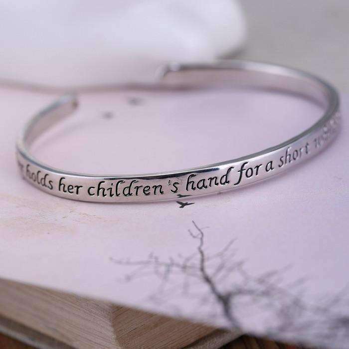 Feshionn IOBI bracelets A Mother Holds Her Children's Hand Inspirational Stamped Bangle Bracelet