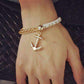 Feshionn IOBI bracelets Anchor Gold Chain and White Suede Studded Bracelet
