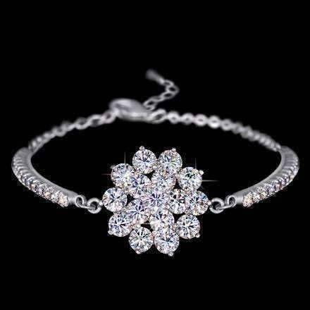 Feshionn IOBI bracelets Belle Fleur Austrian Crystal Flower Cup Chain Bracelet