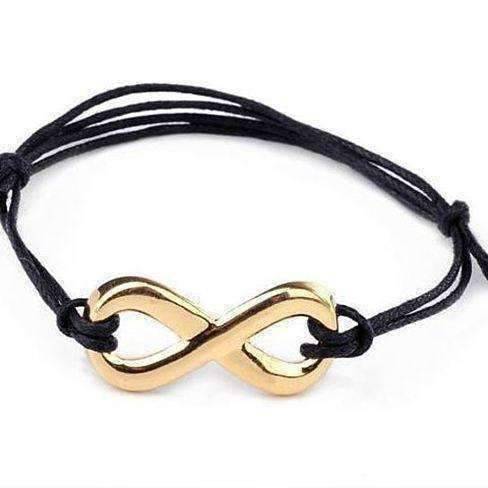 Feshionn IOBI bracelets Black and Gold Tone Infinity Friendship Bracelet