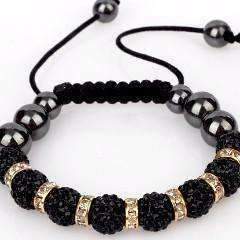 Feshionn IOBI bracelets Black with Gold "Uber Shamballa" Bracelet - Black Hematite with Silver or Gold Accents