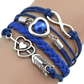 Feshionn IOBI bracelets Blue Forever Love Handmade Braided Leather Friendship Bracelet - Three Colors To Choose