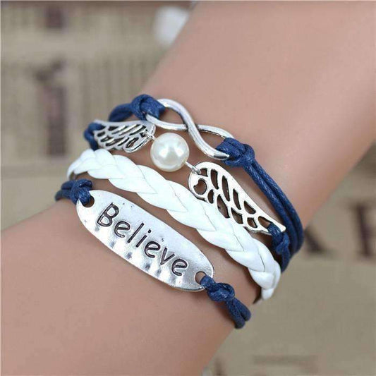 Feshionn IOBI bracelets Blue "I Believe" Handmade Friendship Bracelet