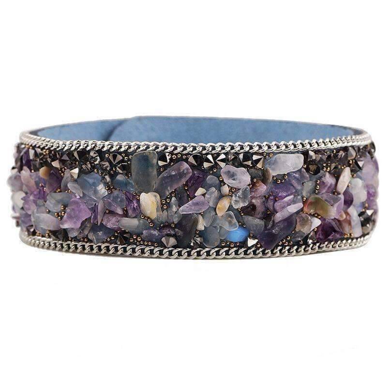 Feshionn IOBI bracelets Blue ON SALE - Treasure Gemstone Encrusted Sueded Leather Wrap Bracelet ~ Six Earthy Colors