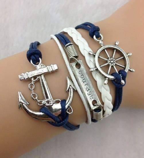 Feshionn IOBI bracelets Blue & White Smooth Sailing Handmade Leather Friendship Bracelet