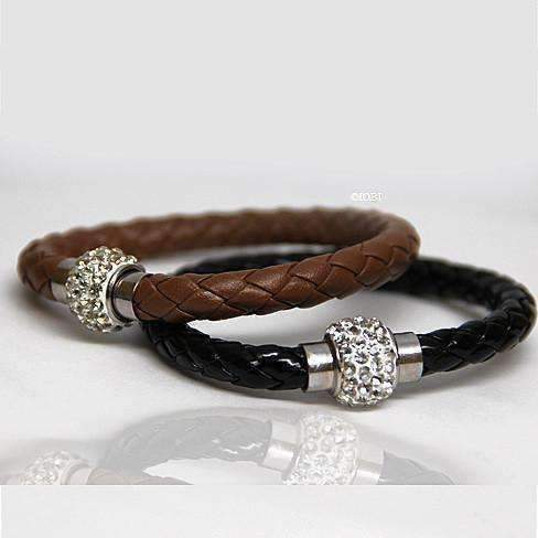 Feshionn IOBI bracelets Brown ON SALE - French Braid Shamballa Magnetic Bangle Bracelet