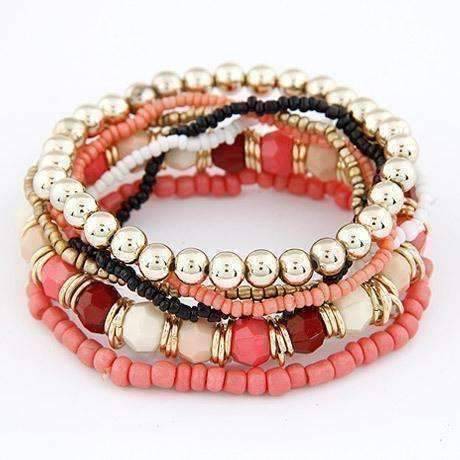 Feshionn IOBI bracelets Coral Bohemian Beads Multi Layered Bracelet