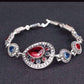 Feshionn IOBI bracelets Crimson and Cobalt Crystal Tear Drop Vintage Inspired Silver Bracelet
