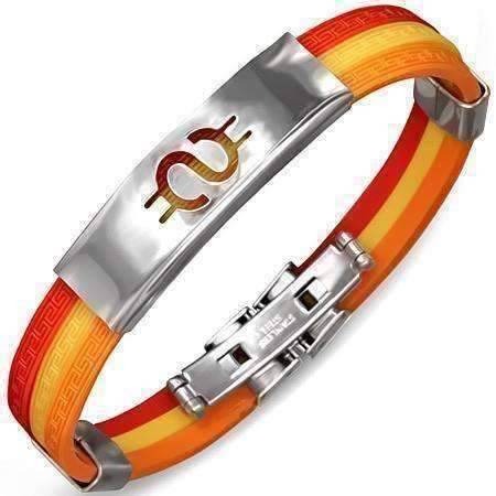 Feshionn IOBI bracelets Dollar Sign Tri-Color Triple Band Silicone Bracelet with Stainless Steel Cut Out Designs ~ Choose Your Design