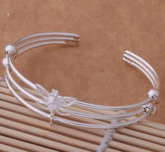 Feshionn IOBI bracelets Dragonfly Sterling Silver Dangling Earrings and Matching Cuff Bracelet Set