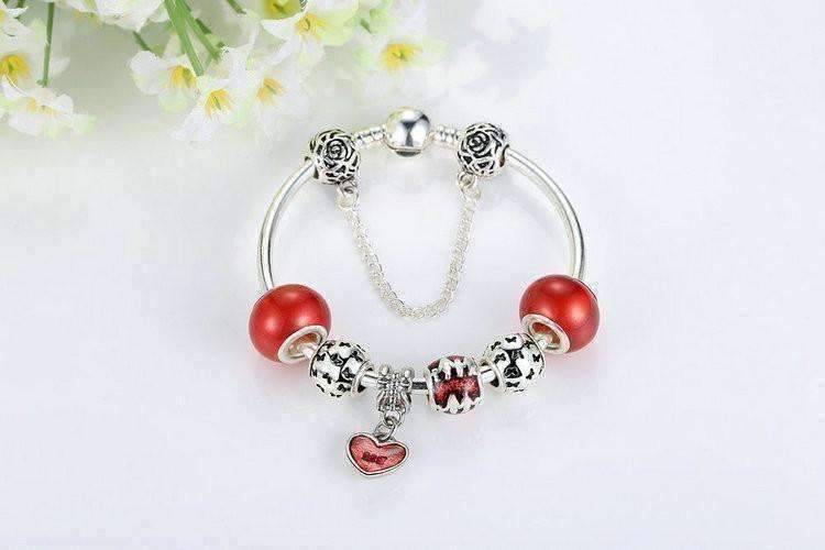 Feshionn IOBI bracelets Essence of Love Red & Silver Bangle Bracelet