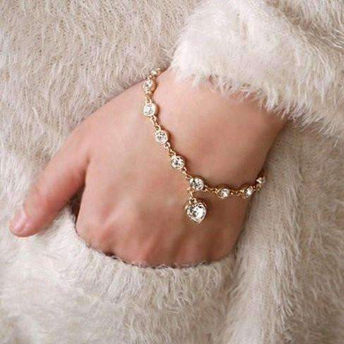 Feshionn IOBI bracelets GET BOTH Clear on White and Yellow Gold DISCOUNTED Linked Forever Crystal Heart Charm Bracelet - Choose Your Color
