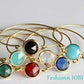 Feshionn IOBI bracelets Goddess Wire Bangle Bracelet with Faceted Quartz Glass Crystal - Seven Colors to Choose!