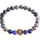 Feshionn IOBI bracelets Gold/Blue Lion Head Genuine Agate Gemstone Bead Bracelet