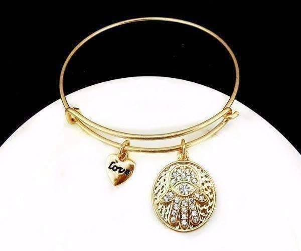 Feshionn IOBI bracelets Gold CLEARANCE - Love & Protection Hamsa Adjustable Bangle Bracelet - 4 Colors
