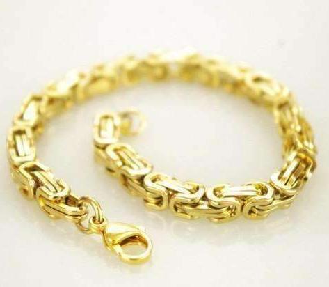 Feshionn IOBI bracelets Gold Hugo Byzantine Box Link 18K Gold Plated Stainless Steel Bracelet